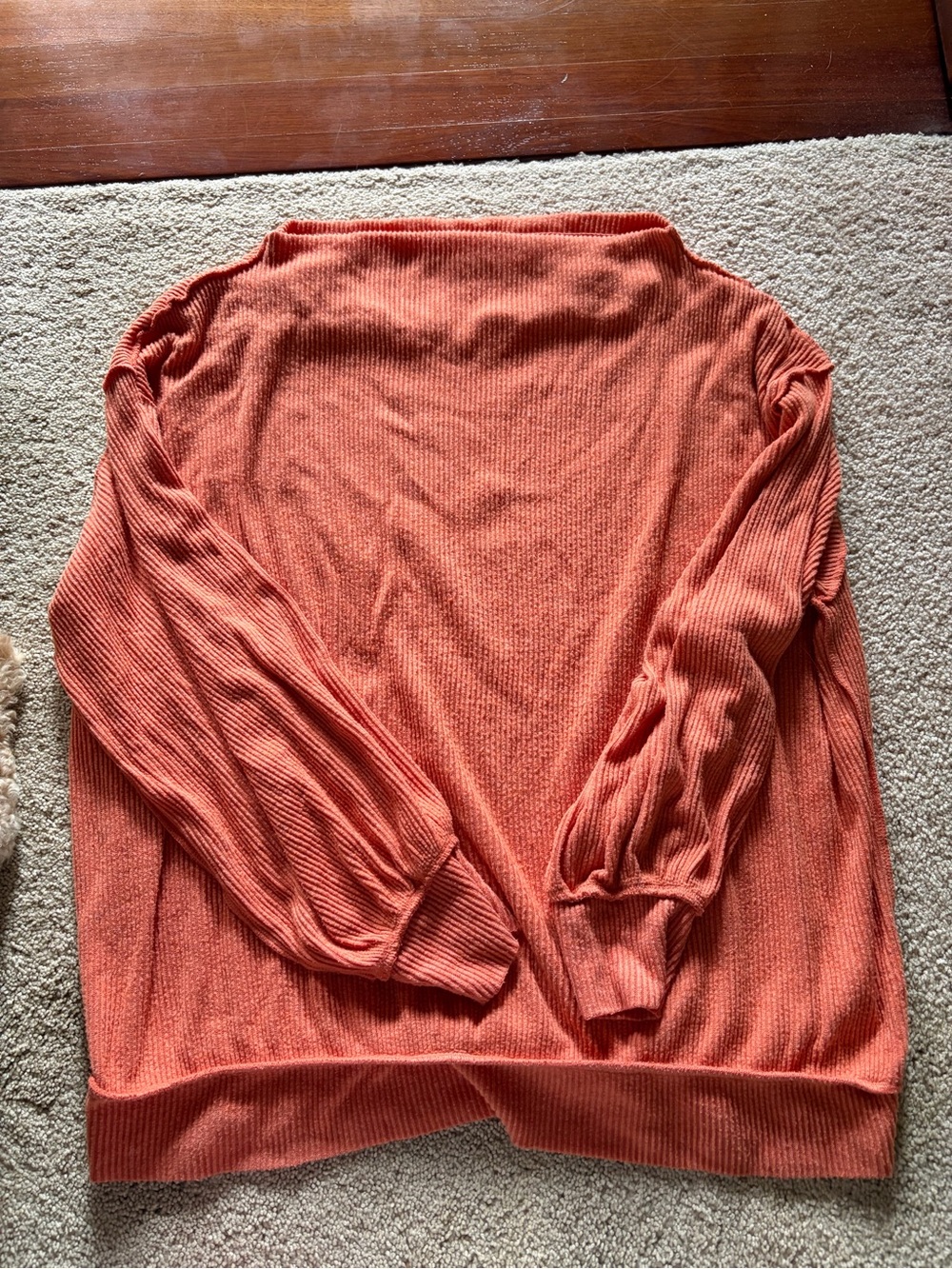 We The Free Coral Cowl-Neck Ribbed Sweater
